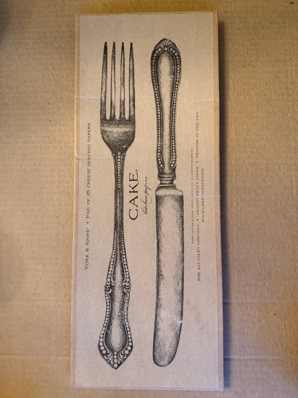Cake Brown Kraft-Style Napkins with Black Cutlery Illustration